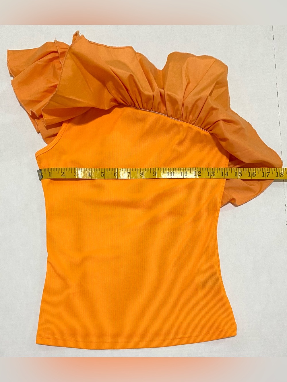 SHEIN Womens M Orange Ruffle Asymmetrical Top Boho Fall 90s Cottagecore Preppy - Picture 10 of 16